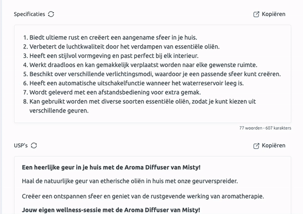 Listing Generator tekst verbeteren