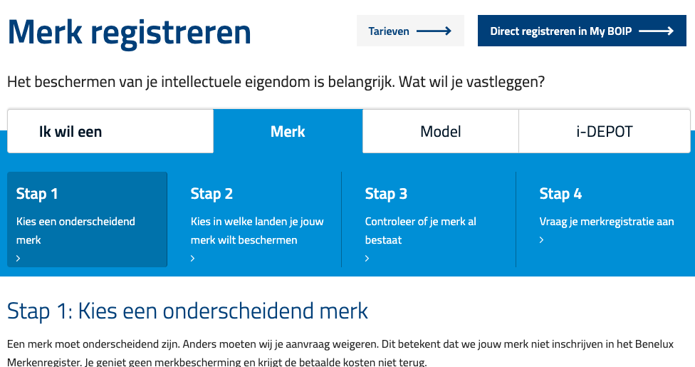 BOIP merk registreren